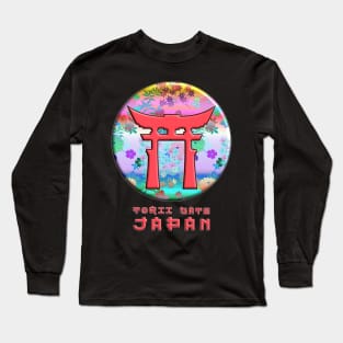 Torii Gate Shinto Japan Asian Floral Pattern Chrysanthemum Cherry Blossom 56 Long Sleeve T-Shirt